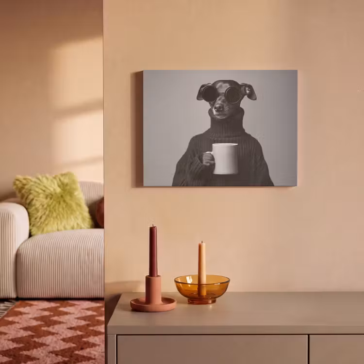 Akoestisch schilderij - Coltrui - Hond - Bril - Mok — 2