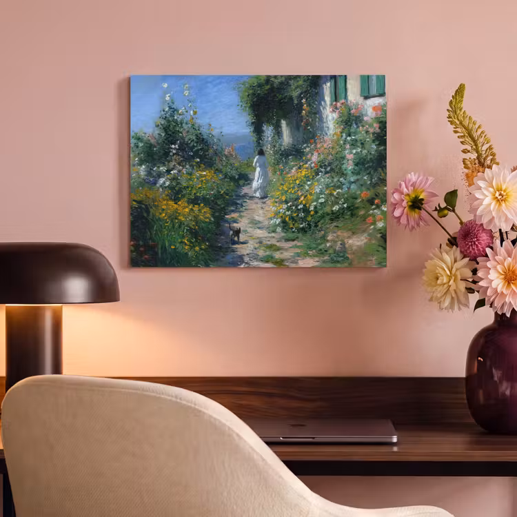 Akoestisch schilderij - Kat - Vrouw - Bloemen - Huis — 4