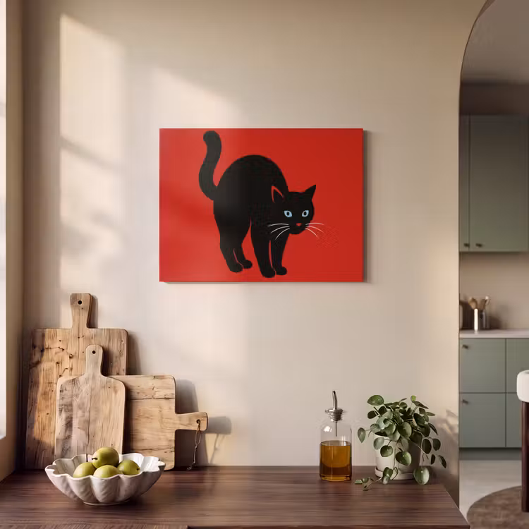 Akoestisch schilderij - Kat - Zwart - Staart — 3
