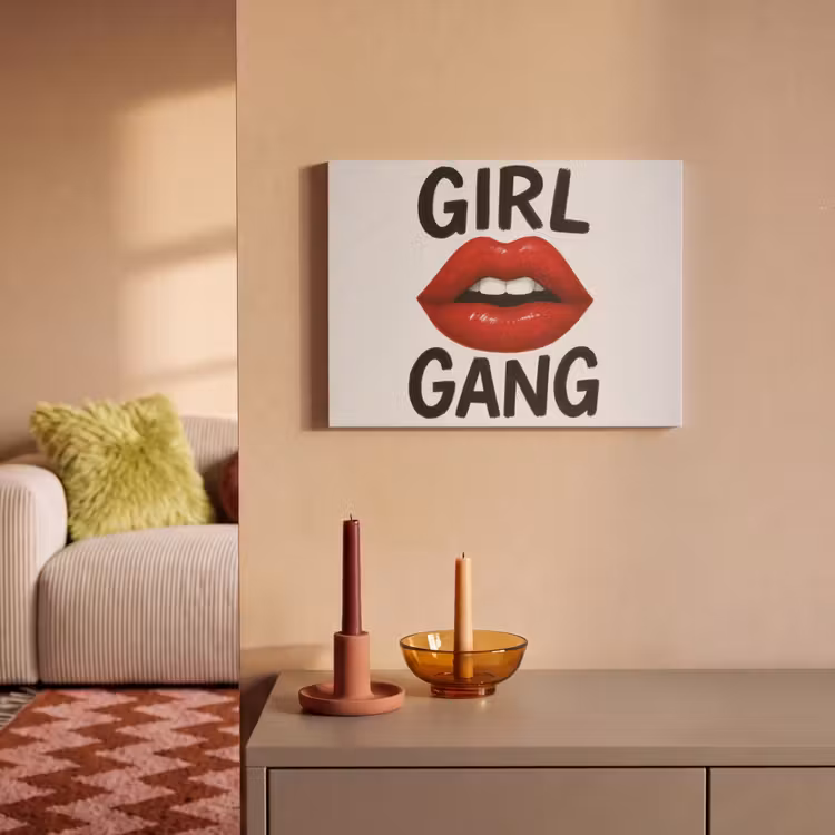 Akoestisch schilderij - Lip - Girl - Rood - Letters — 2