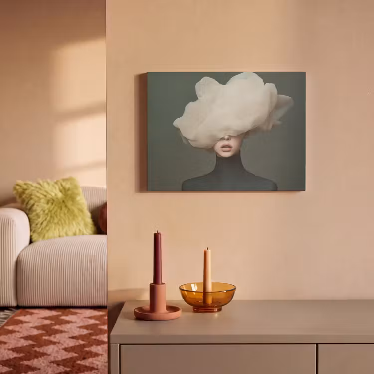Akoestisch schilderij - Hoed - Vrouw - Beige — 2