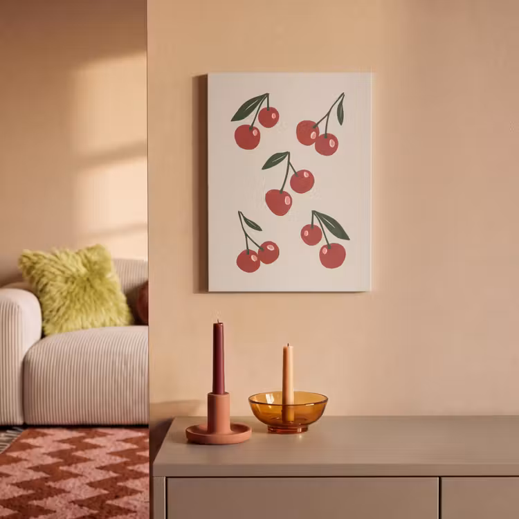 Akoestisch schilderij - Kersen - Blaadjes - Rood — 2