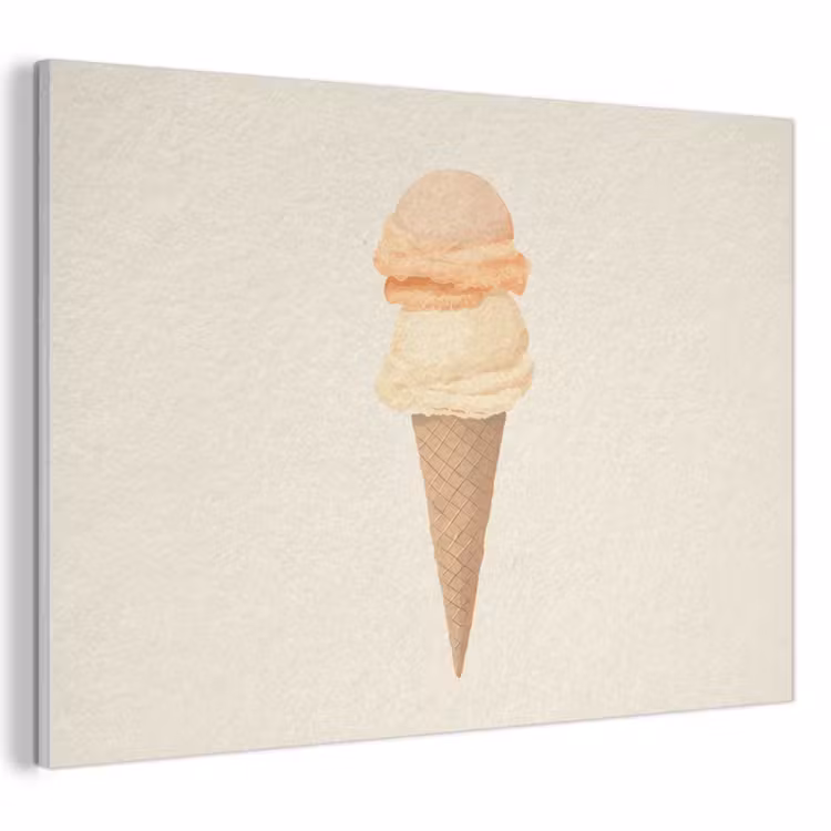 Akoestisch schilderij - Minimalistisch - Schepijs - Hoorntje - Beige — 1