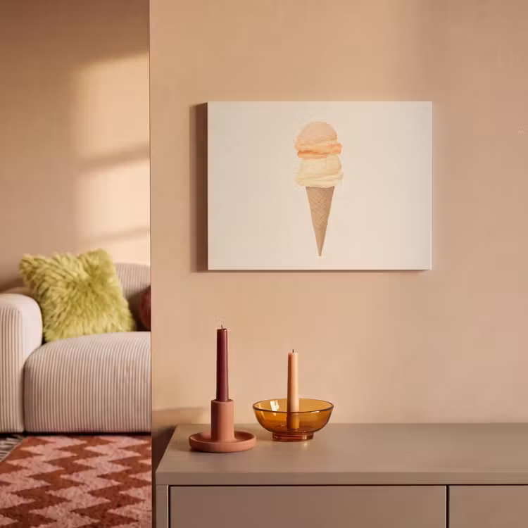 Akoestisch schilderij - Minimalistisch - Schepijs - Hoorntje - Beige — 2