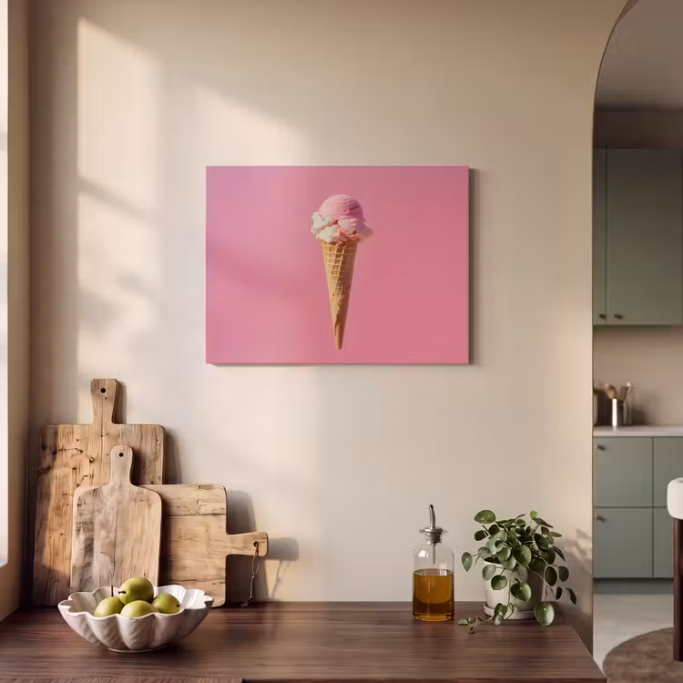 Akoestisch schilderij - Hoorntje - Schepijs - Roze — 3