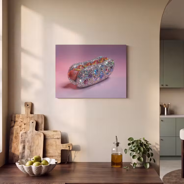 Akoestisch schilderij - Hotdog - Steentjes - Glitters - Paars — 3