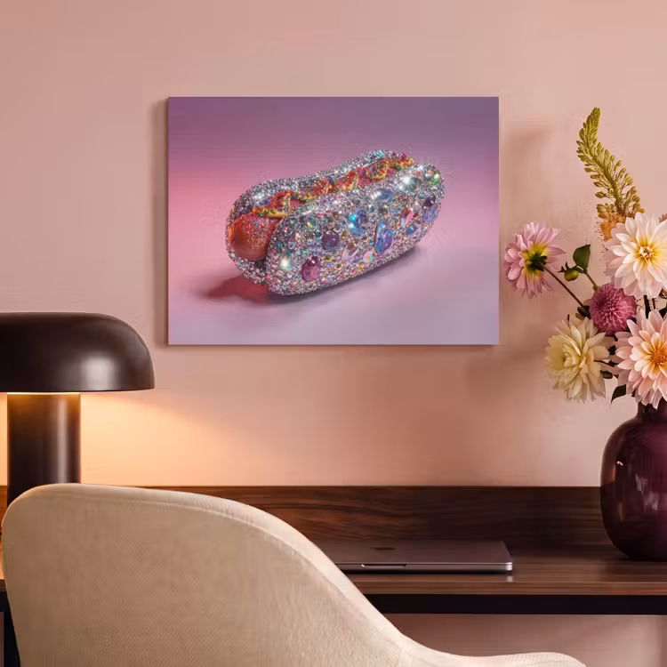 Akoestisch schilderij - Hotdog - Steentjes - Glitters - Paars — 4