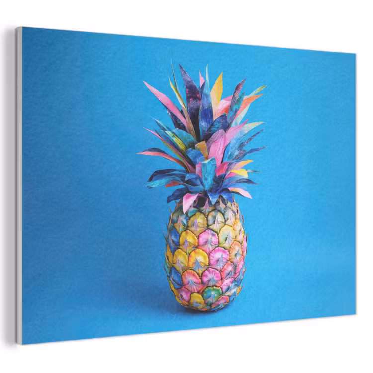 Akoestisch schilderij - Ananas - Blauw - Tropisch - Vrolijk — 1
