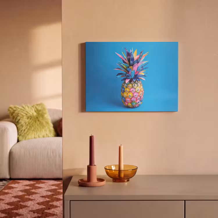 Akoestisch schilderij - Ananas - Blauw - Tropisch - Vrolijk — 2