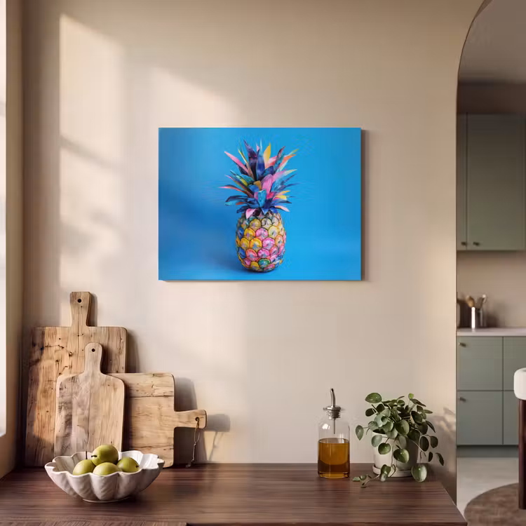Akoestisch schilderij - Ananas - Blauw - Tropisch - Vrolijk — 3
