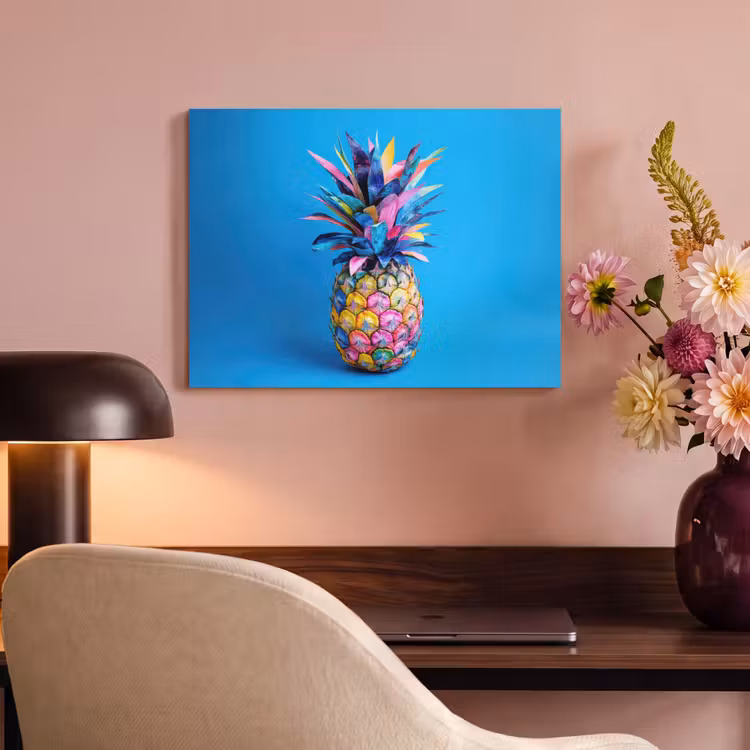 Akoestisch schilderij - Ananas - Blauw - Tropisch - Vrolijk — 4