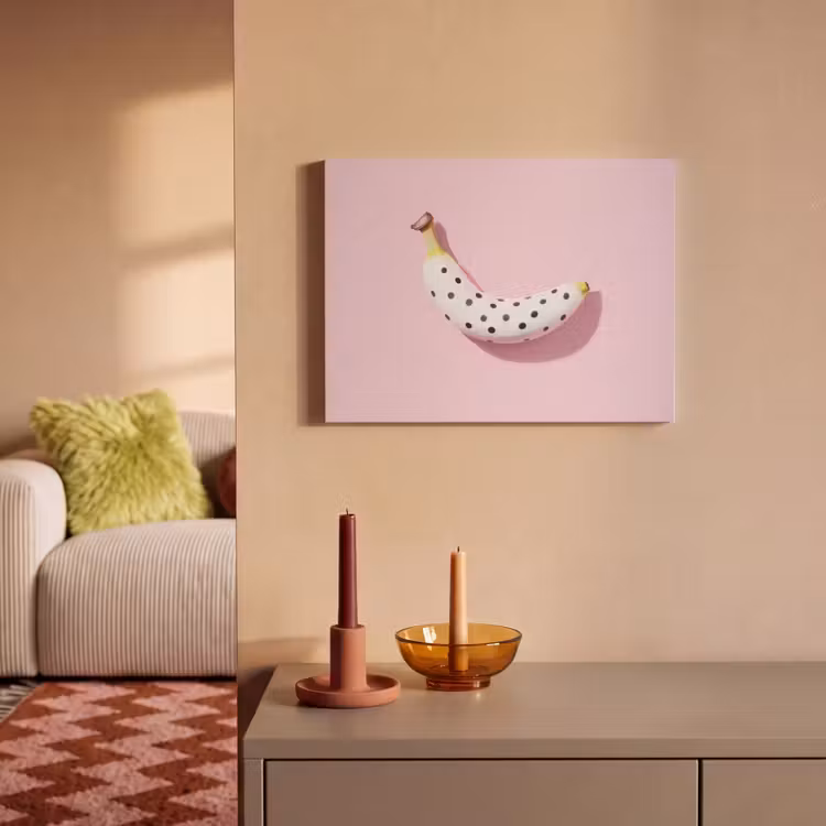 Akoestisch schilderij - Banaan - Stippen - roze — 2