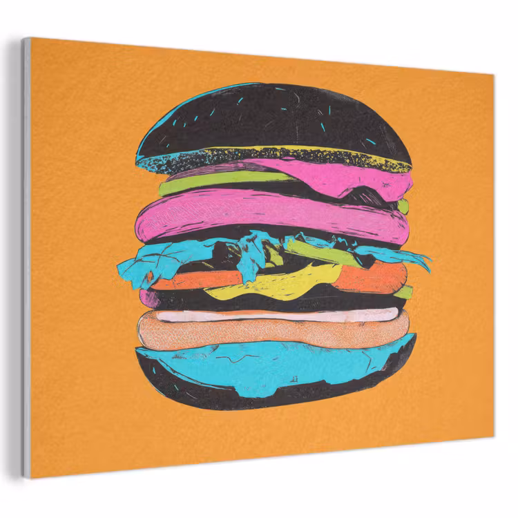Akoestisch schilderij - Hamburger - Kleurrijk - Speels — 1