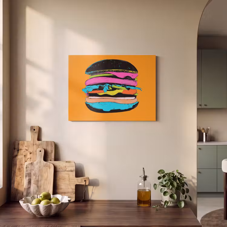 Akoestisch schilderij - Hamburger - Kleurrijk - Speels — 3