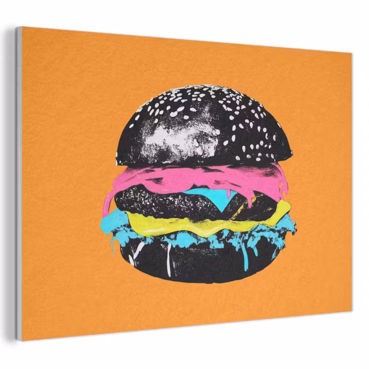 Akoestisch schilderij - Hamburger - Oranje - Neon - popart — 1