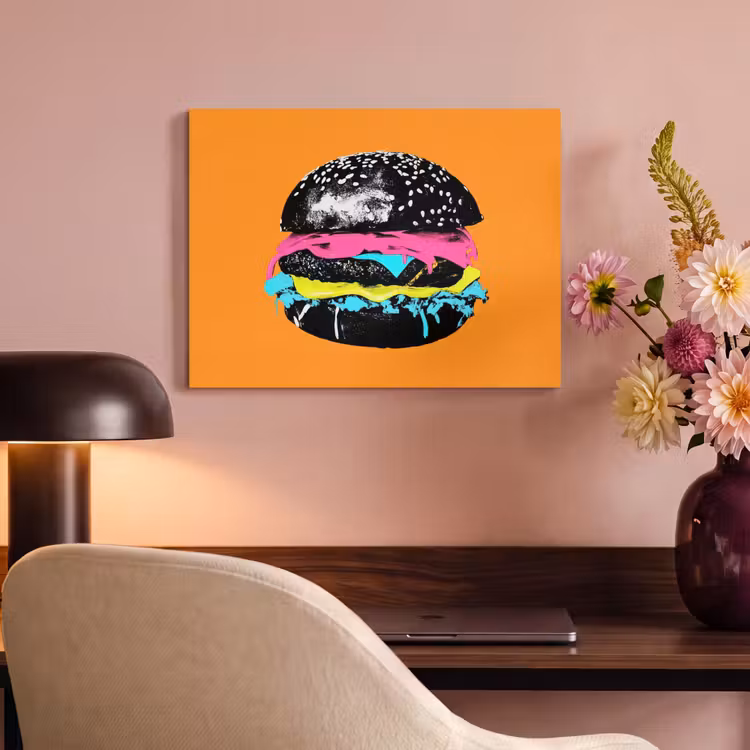 Akoestisch schilderij - Hamburger - Oranje - Neon - popart — 4