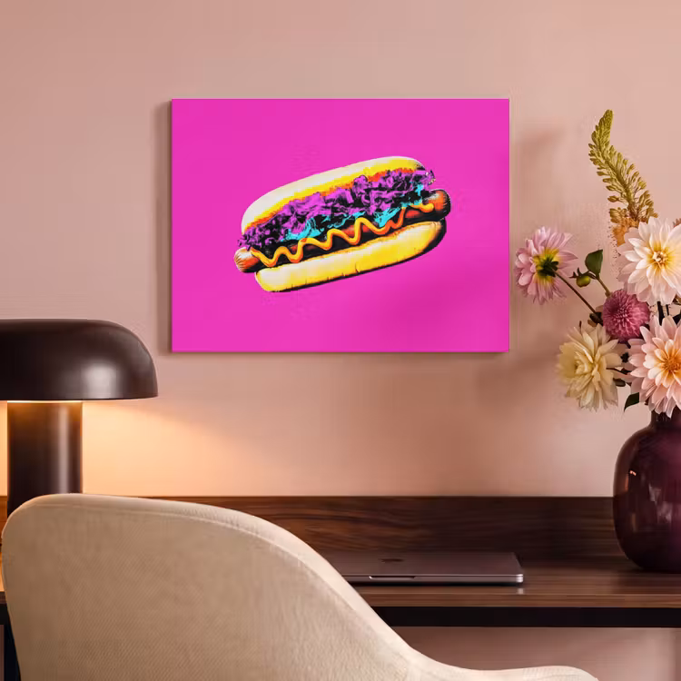 Akoestisch schilderij - Hotdog - Roze - Retro — 4