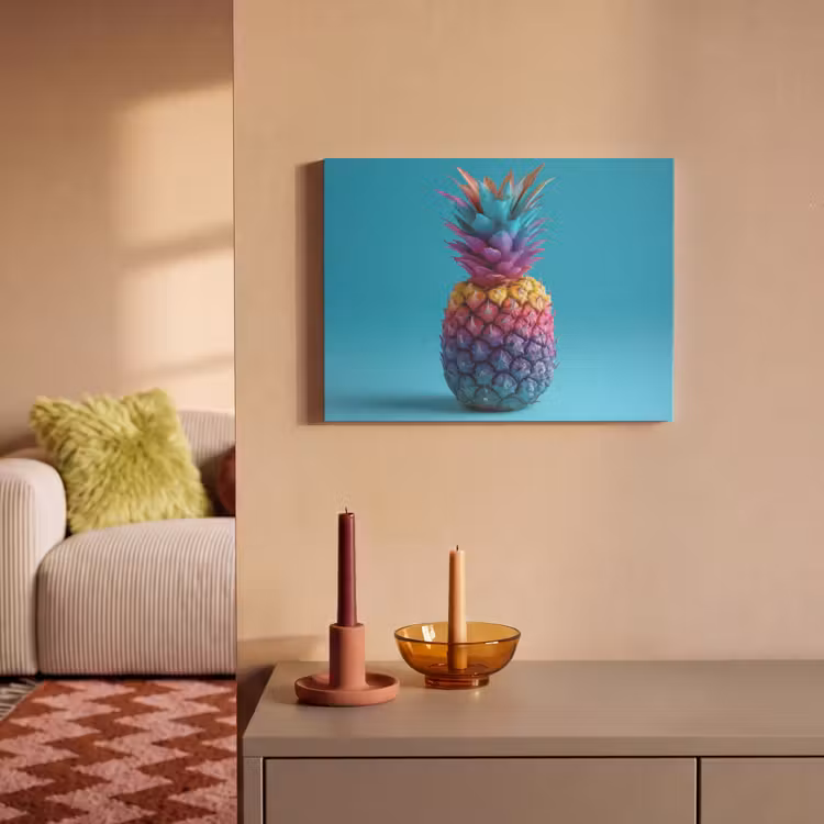 Akoestisch schilderij - Ananas - Regenboog - Blauw - Popart — 2