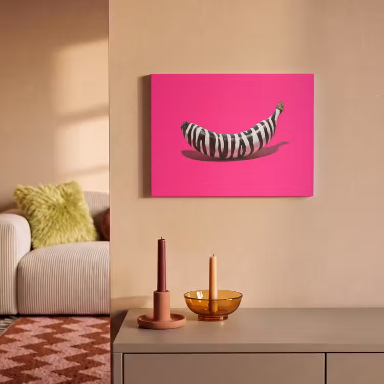 Akoestisch schilderij - Banaan - Zebraprint - Roze — 2