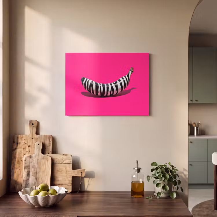 Akoestisch schilderij - Banaan - Zebraprint - Roze — 3