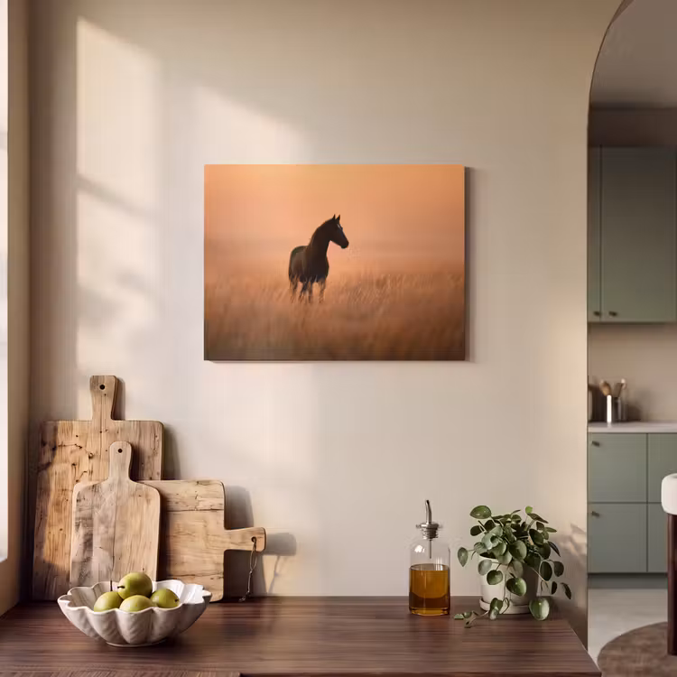 Akoestisch schilderij - Paard - Grasveld - Zonsondergang — 3