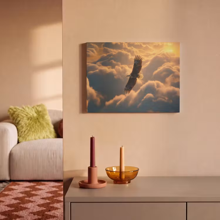 Akoestisch schilderij - Adelaar - Wolken - Zon — 2