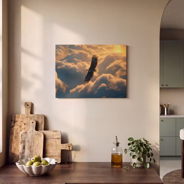 Akoestisch schilderij - Adelaar - Wolken - Zon — 3