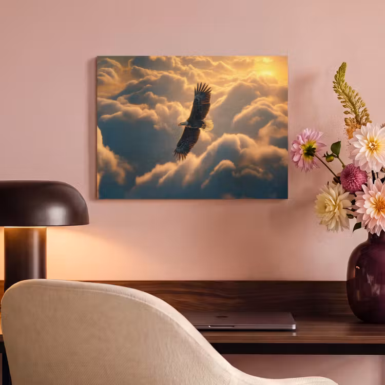 Akoestisch schilderij - Adelaar - Wolken - Zon — 4