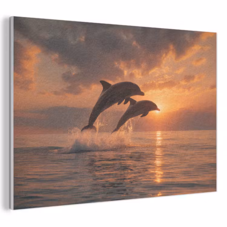 Akoestisch schilderij - Dolfijnen - Zee - Realistisch — 1