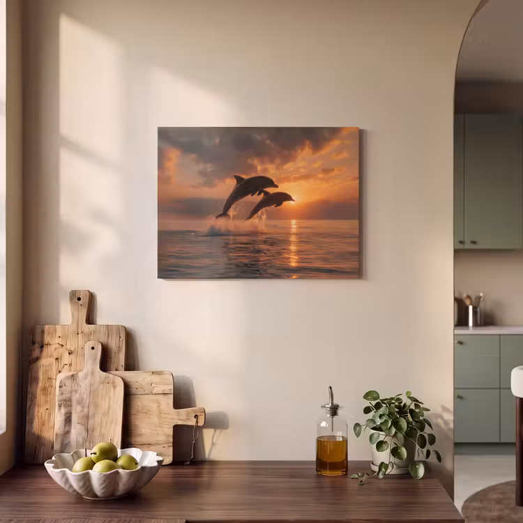 Akoestisch schilderij - Dolfijnen - Zee - Realistisch — 3