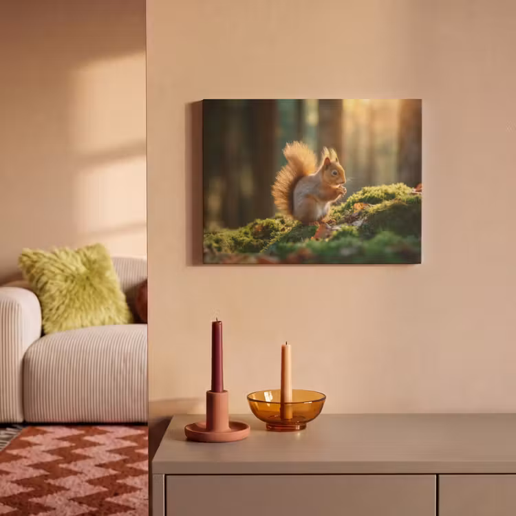 Akoestisch schilderij - Eekhoorn - Nootje - Gras — 2