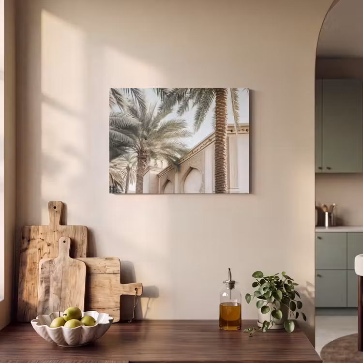 Akoestisch schilderij - Gebouw - Palmbomen - Beige - Zon — 3