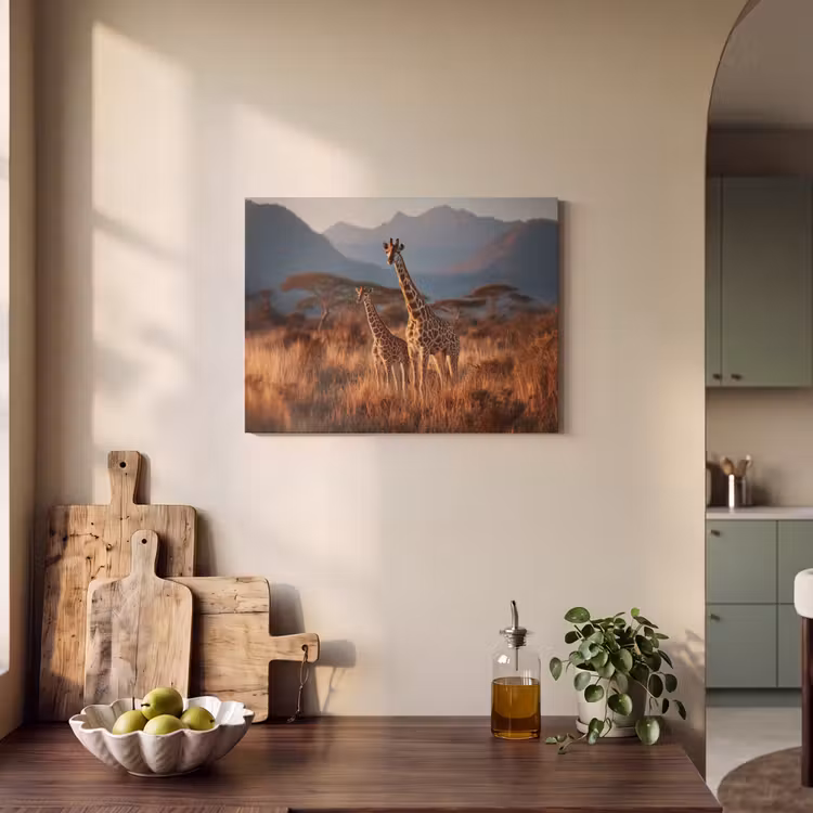 Akoestisch schilderij - Giraffen - Hoog gras - Acaciabomen — 3