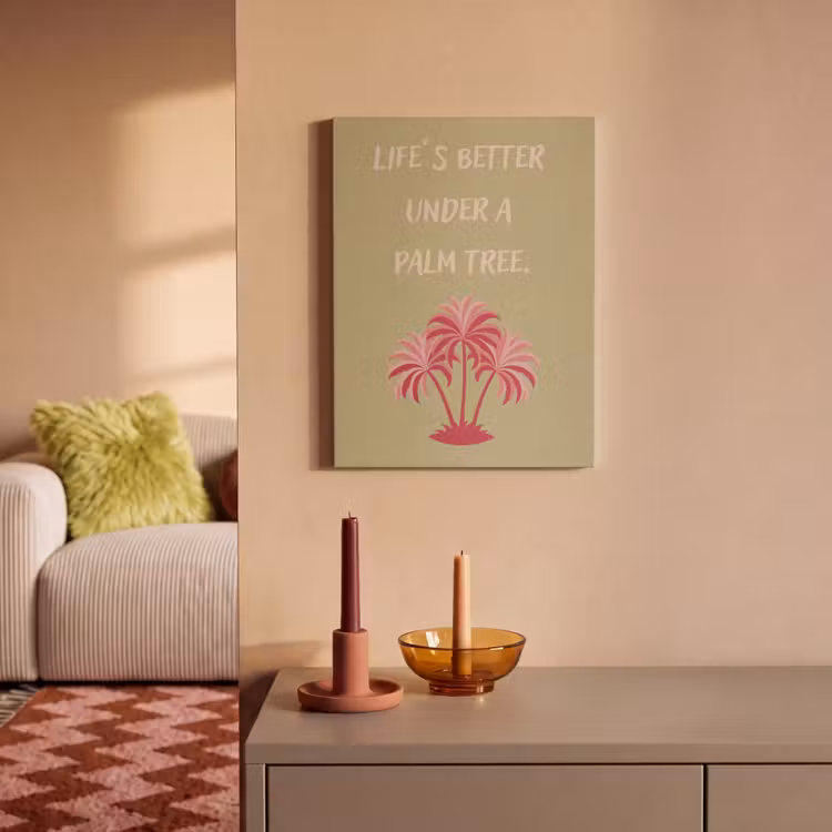 Akoestisch schilderij - Groen - Zomer - Quote - Palmboom — 2