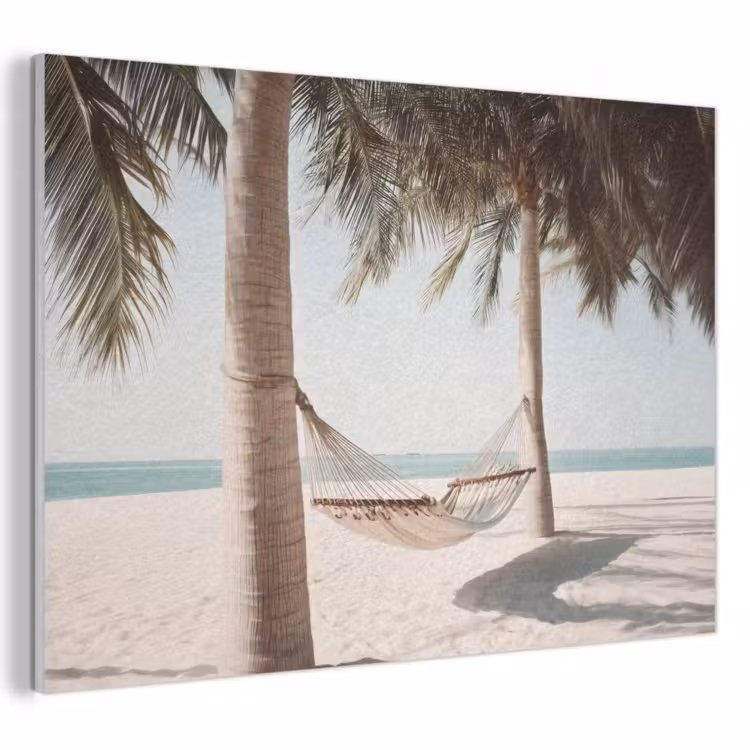 Akoestisch schilderij - Hangmat - Palmbomen - Strand - Zee — 1