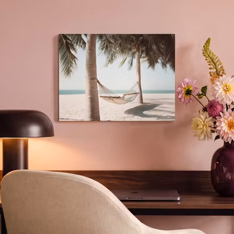 Akoestisch schilderij - Hangmat - Palmbomen - Strand - Zee — 4