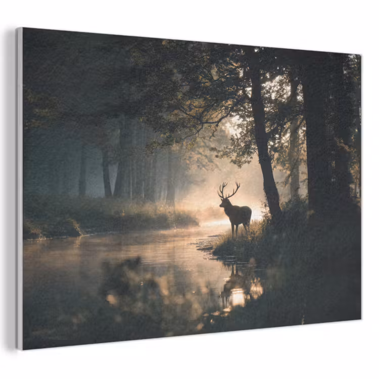 Akoestisch schilderij - Hert - Bosbeek - Mystiek — 1
