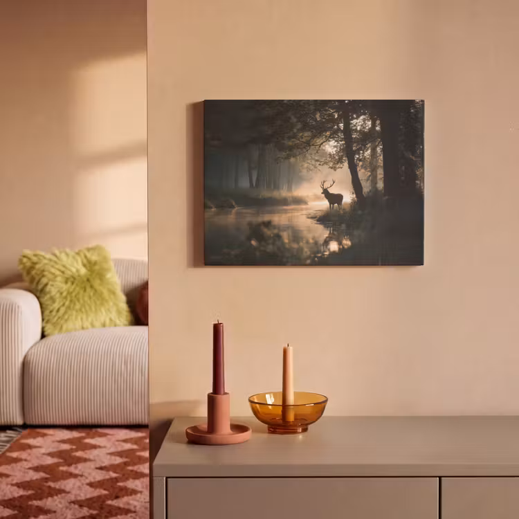 Akoestisch schilderij - Hert - Bosbeek - Mystiek — 2