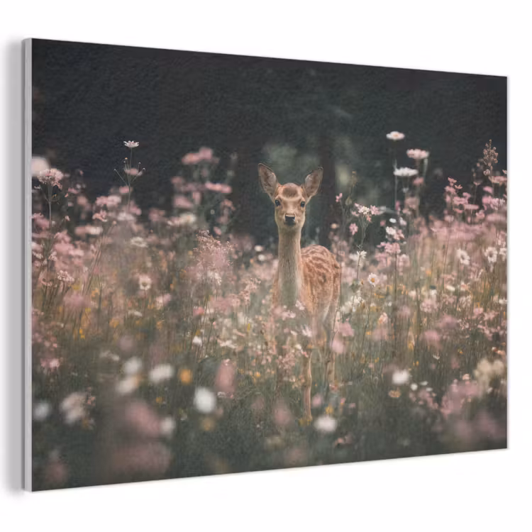 Akoestisch schilderij - Hert - Wilde bloemen - Bos — 1