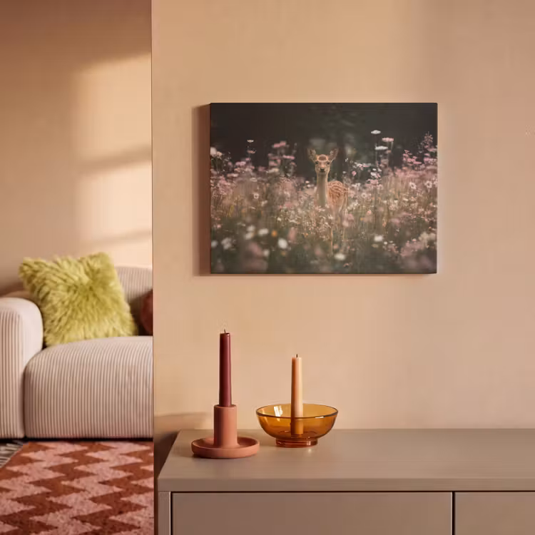 Akoestisch schilderij - Hert - Wilde bloemen - Bos — 2