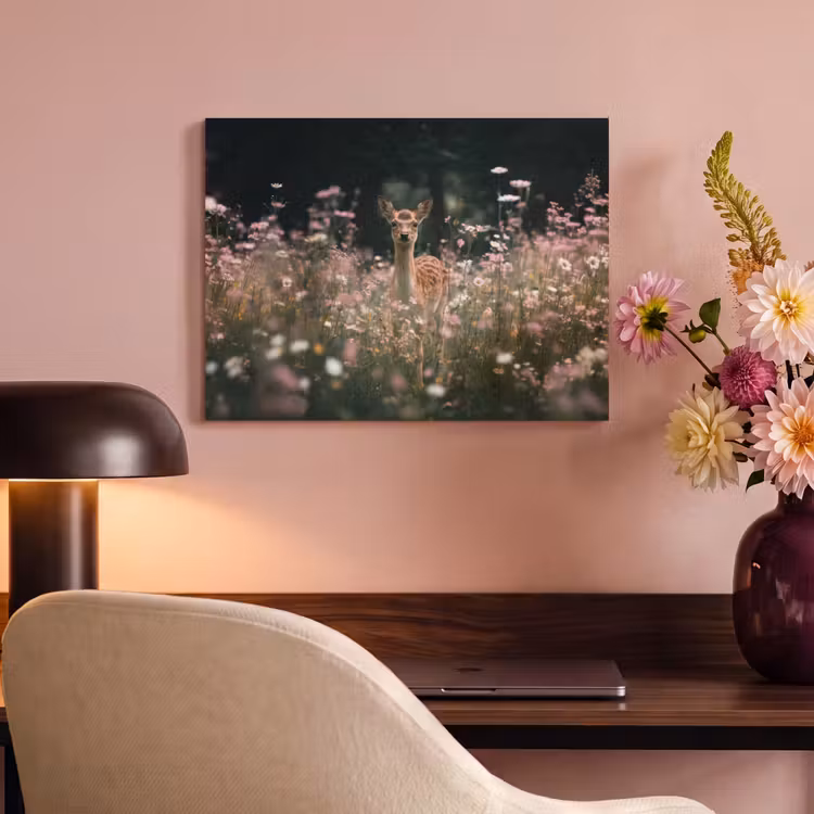 Akoestisch schilderij - Hert - Wilde bloemen - Bos — 4