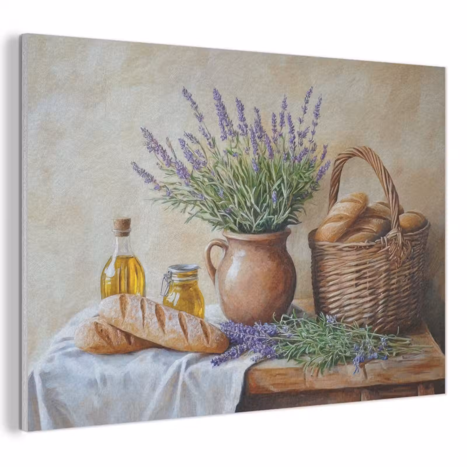 Akoestisch schilderij - Lavendel - Brood - Stilleven — 1