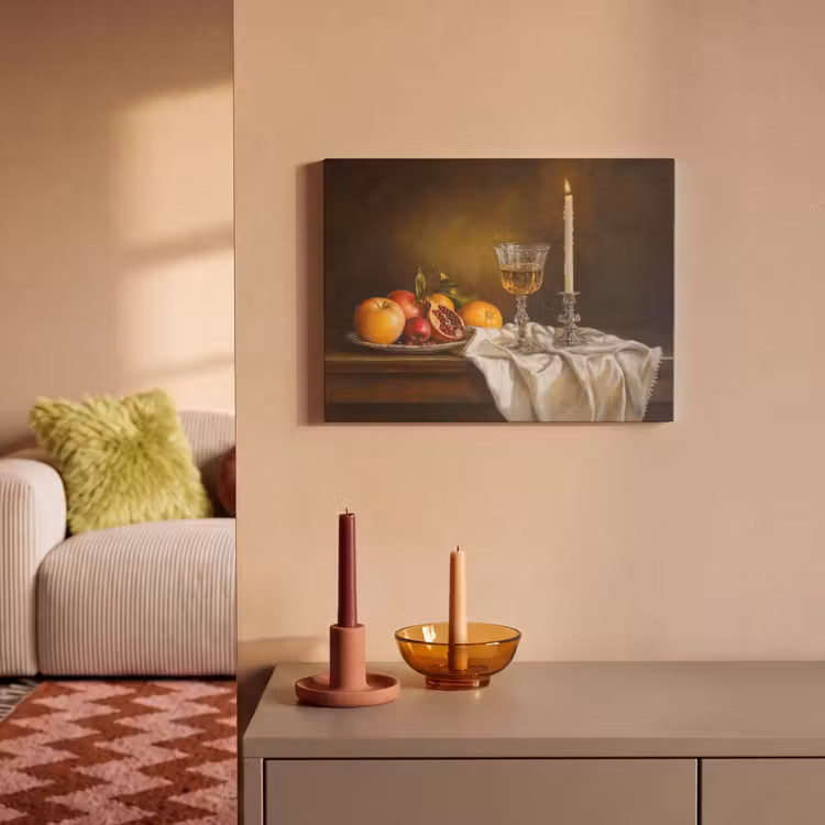 Akoestisch schilderij - Fruit -  Stilleven - Wijn - Kaars — 2