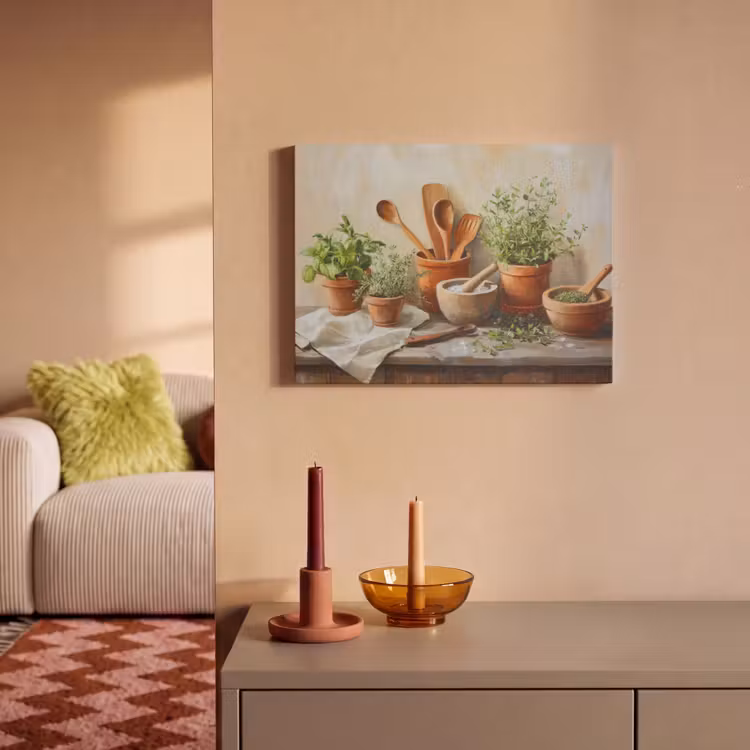 Akoestisch schilderij - Potten - Kruiden - Hout — 2