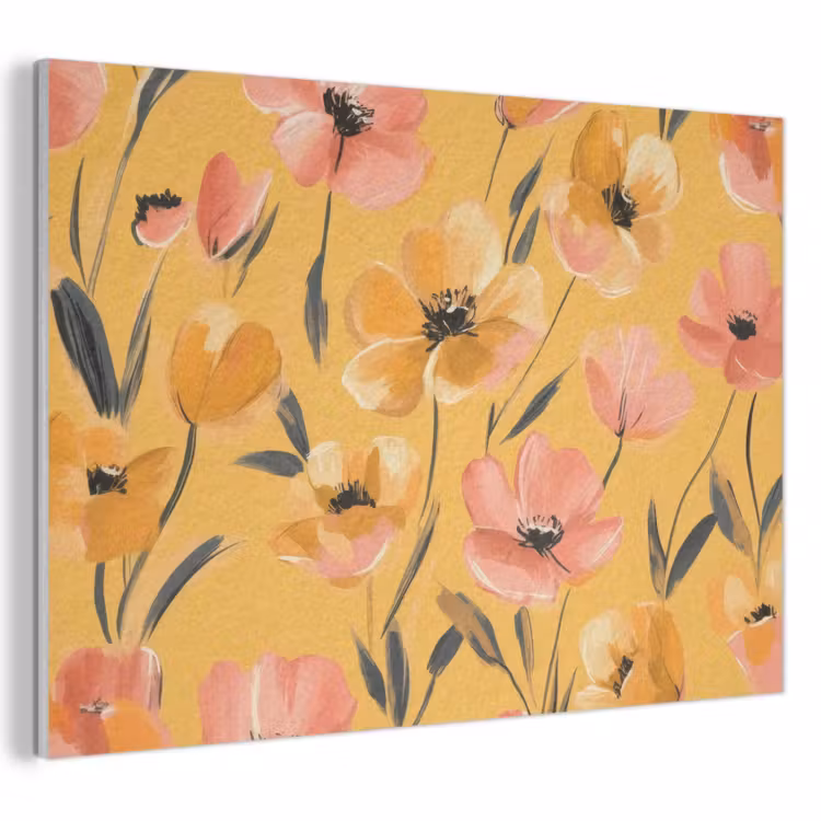Akoestisch schilderij - Bloemen - Geschilderd - Geel — 1
