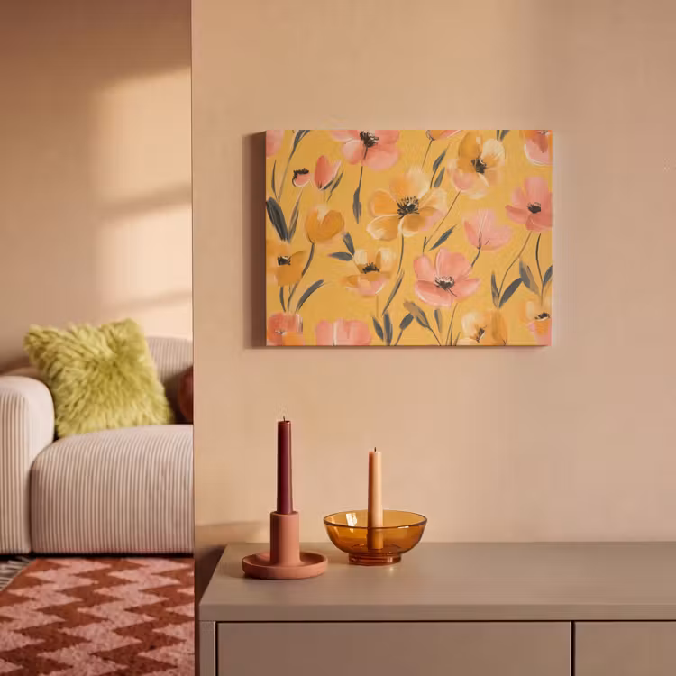 Akoestisch schilderij - Bloemen - Geschilderd - Geel — 2