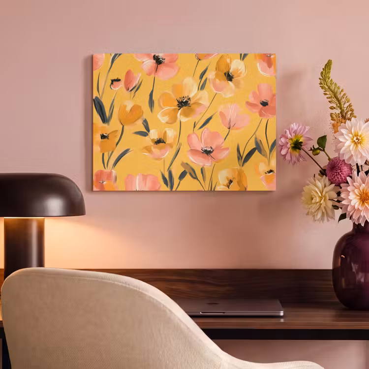 Akoestisch schilderij - Bloemen - Geschilderd - Geel — 4