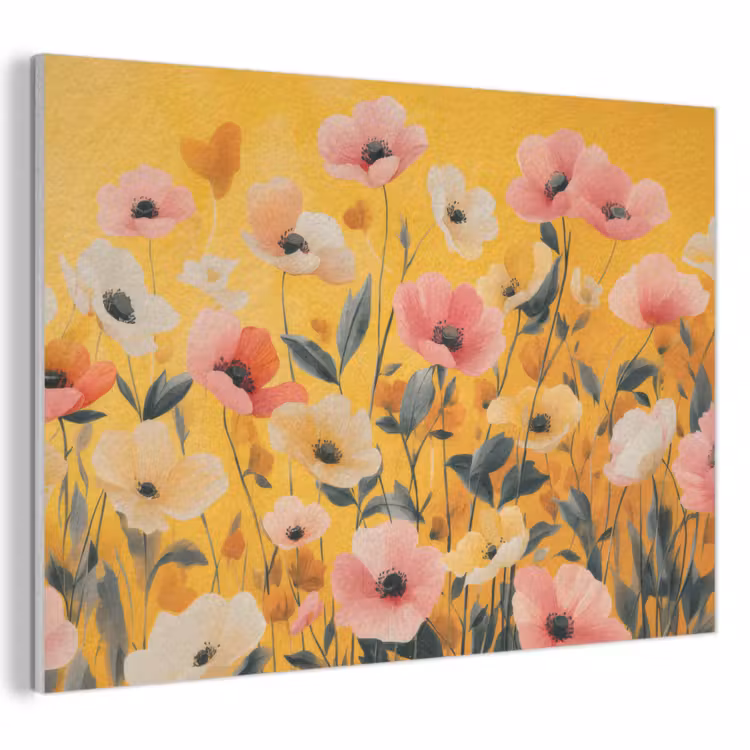 Akoestisch schilderij - Bloemen - Veld - Geel — 1