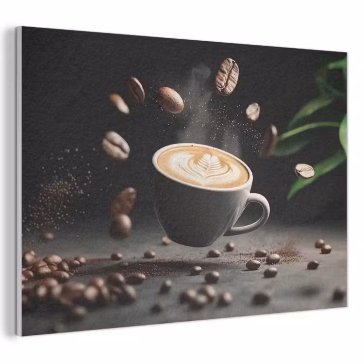 Akoestisch schilderij - Cappuccino - Kop - Bonen - Bruin — 1