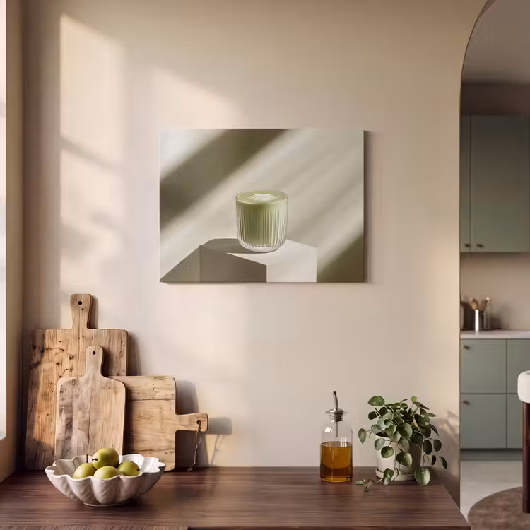Akoestisch schilderij - Matcha - Glas - Groen - Minimalistisch — 3